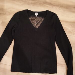 Elegant Black Lace V-Neck Women's Top